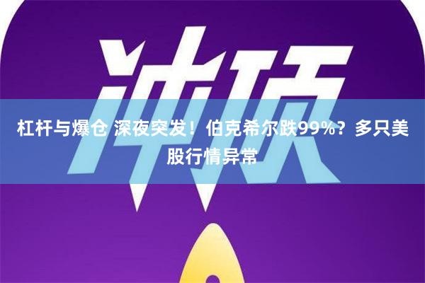 杠杆与爆仓 深夜突发！伯克希尔跌99%？多只美股行情异常