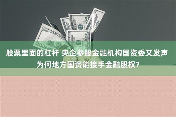 股票里面的杠杆 央企参股金融机构国资委又发声 为何地方国资能接手金融股权？