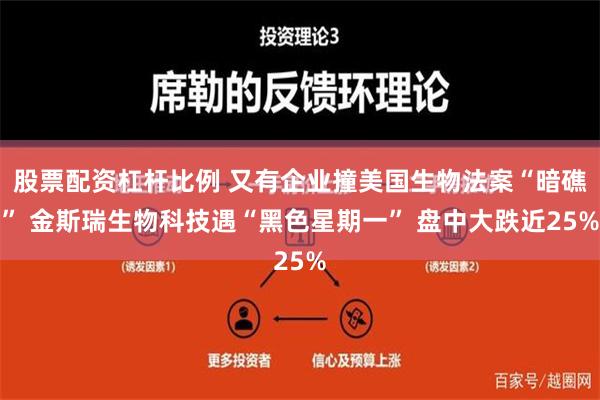 股票配资杠杆比例 又有企业撞美国生物法案“暗礁” 金斯瑞生物科技遇“黑色星期一” 盘中大跌近25%