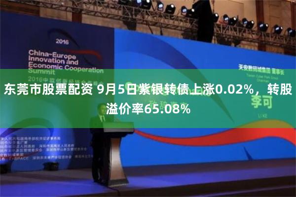 东莞市股票配资 9月5日紫银转债上涨0.02%，转股溢价率65.08%