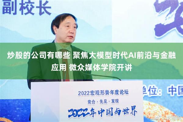 炒股的公司有哪些 聚焦大模型时代AI前沿与金融应用 微众媒体学院开讲