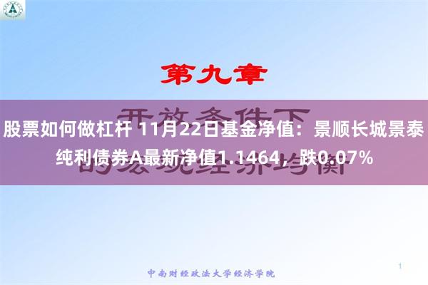 股票如何做杠杆 11月22日基金净值：景顺长城景泰纯利债券A最新净值1.1464，跌0.07%