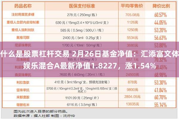 什么是股票杠杆交易 2月26日基金净值：汇添富文体娱乐混合A最新净值1.8227，涨1.54%